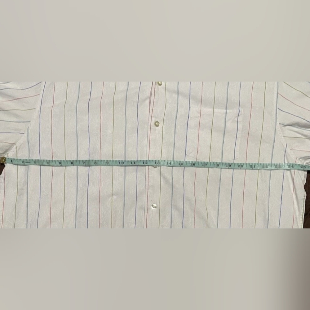 Tommy Bahama Men's Dress Shirt Cotton Silk Blend White Colored Stripes XXL EUC! - Picture 8 of 9
